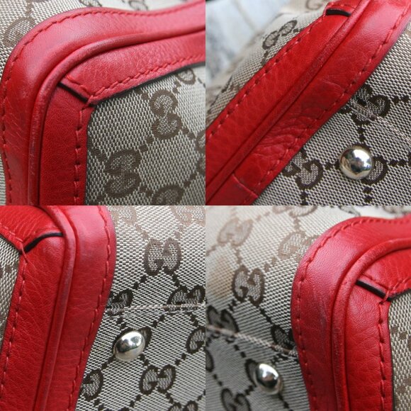GUCCI BELLA TOTE BAG MONOGRAM CANVAS WITH RED LEATHER TRIM 100% AUTHENTIC - Picture 16 of 16